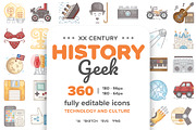 20 Century History.Color line Icons, an Outline Icon by Yeticrab (Thumbnail 1 of 16)
