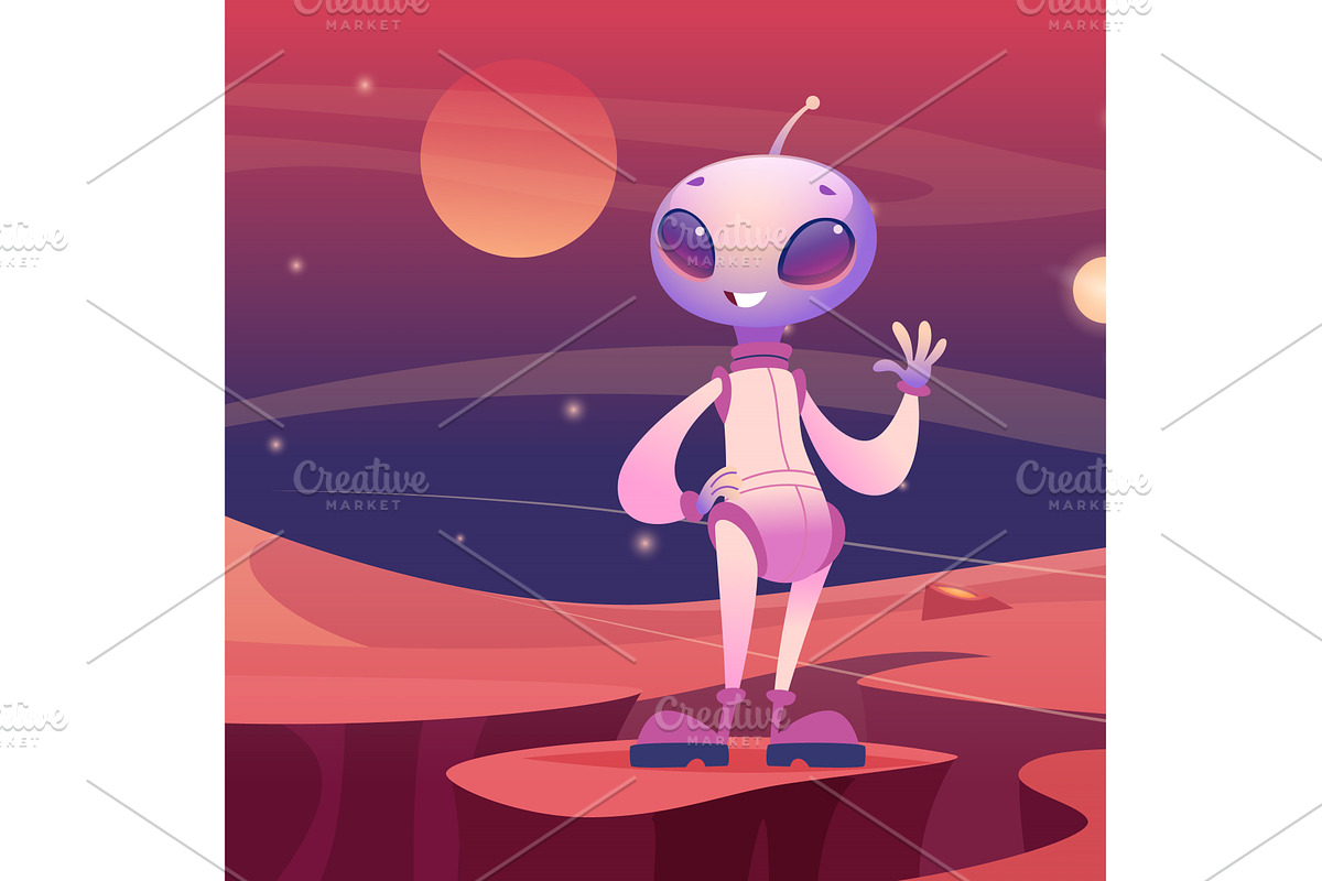 Alien on space. wave hand character, an Illustration by Onyx