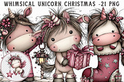 Whimsical Unicorn Christmas Clipart, an Illustration by Libby Wishes (Thumbnail 1 of 7)