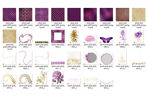 Plum Purple And Gold Graphics