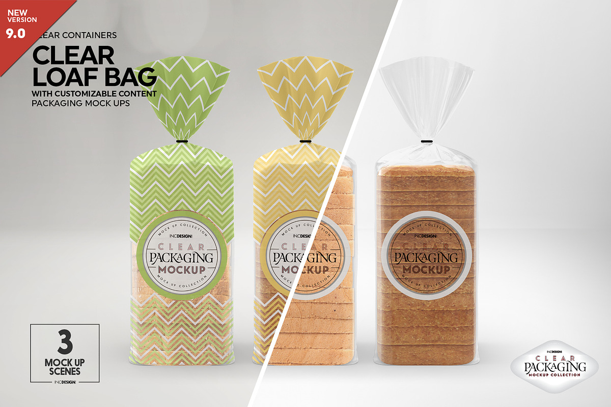 Clear Loaf/BreadBag Packaging Mockup, a Cups & Container Mockup by INCDesign (Photo 1 of 10)