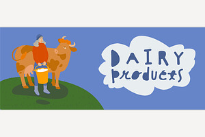 Dairy products. Cute spotted cow, an Animal Illustration by Anna's Shop