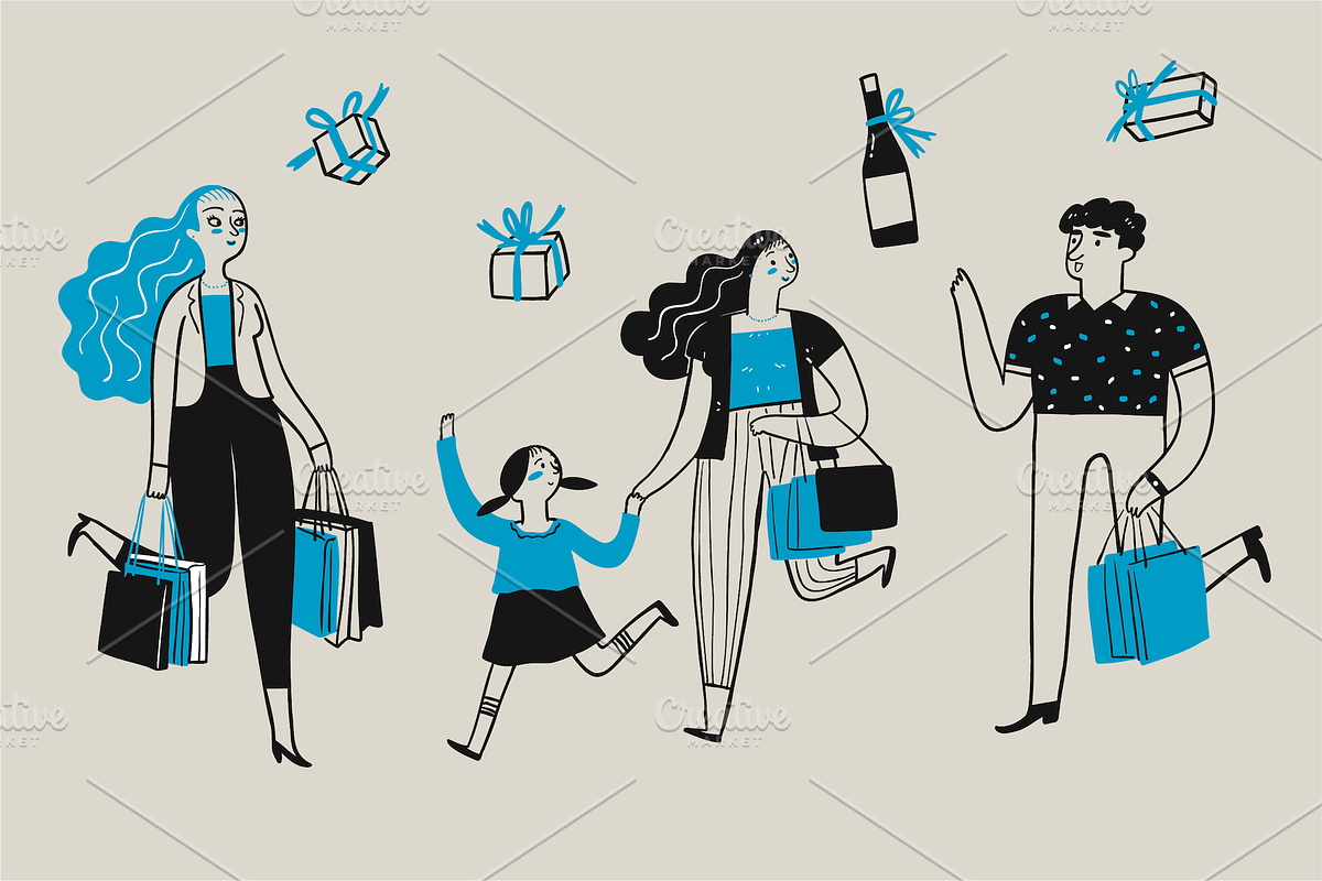 Hand drawn shopping & activities, a Person Illustration by Huza Studio (Photo 5 of 9)