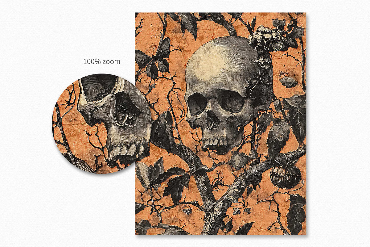 Retro Halloween Skulls, a Decorative Illustration by rileyBgraphics (Photo 7 of 7)