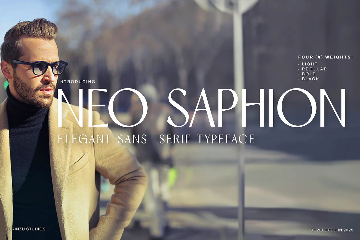 Neo Saphion- Elegant Typeface, a Sans Serif Font by Lurinzu Studios (Photo 1 of 7)