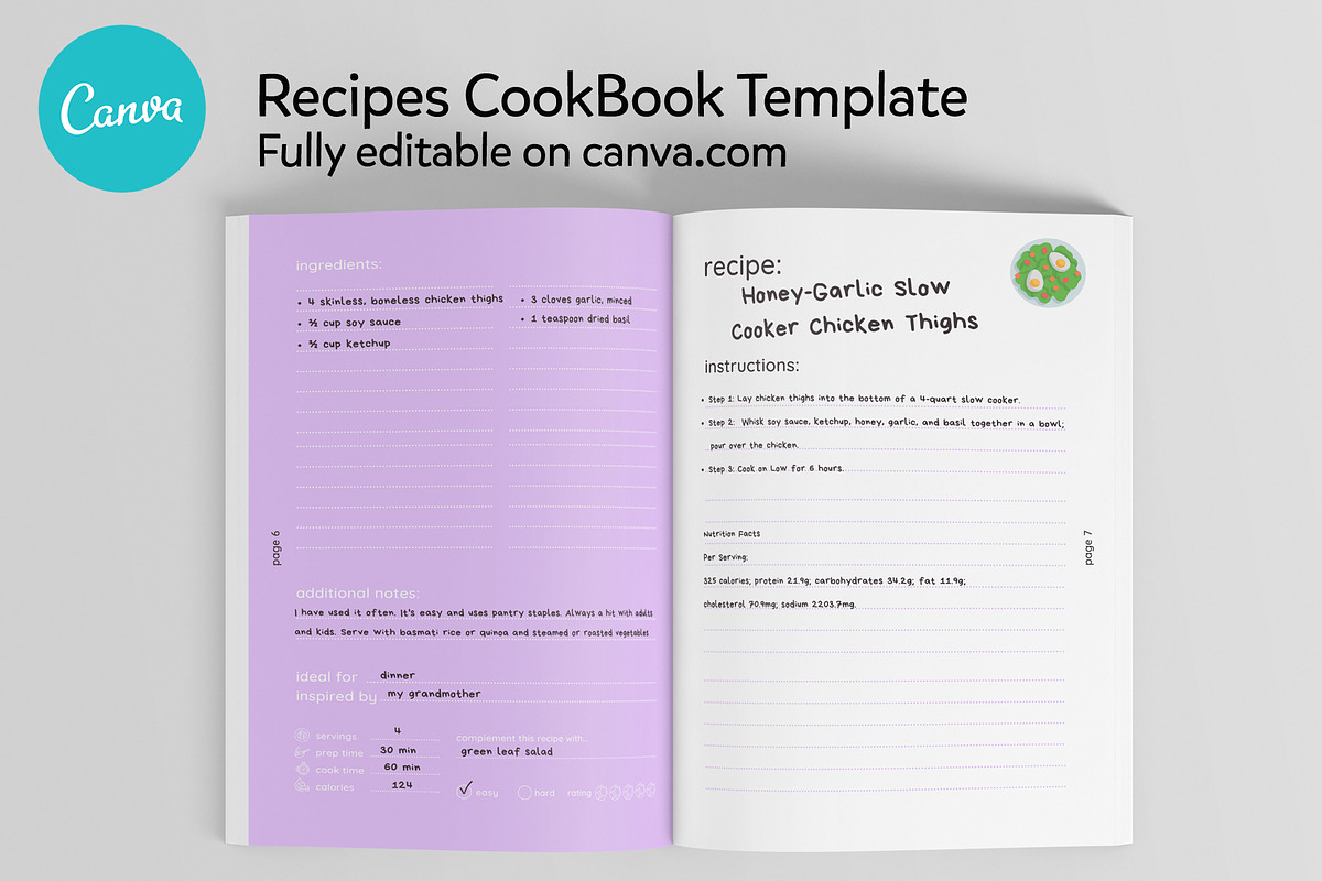 Recipes Book Canva A4 Template, a Magazine Template by DeLaGranSiete (Photo 4 of 13)