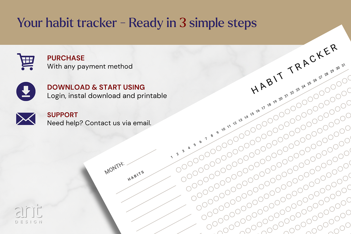 Monthly Habit Tracker Printable, a Stationery Template by AntDesignStudio (Photo 8 of 8)