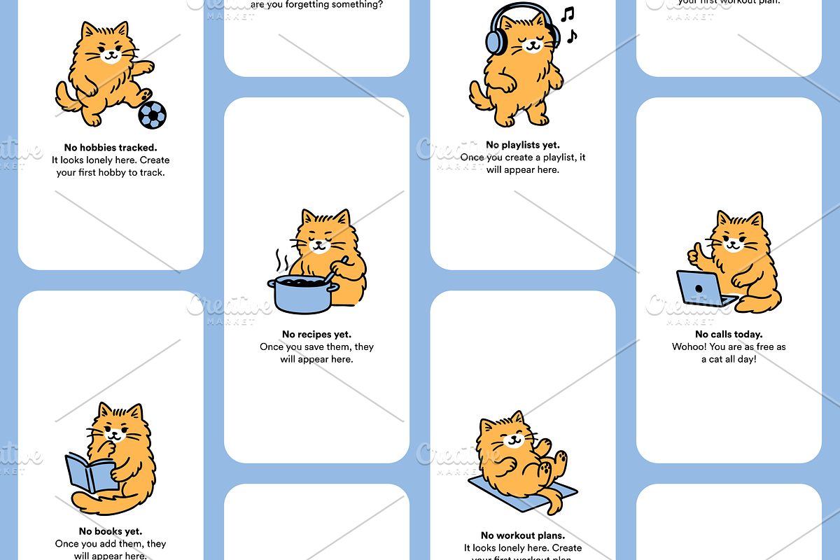 12 Hand-Drawn Cat Illustrations, an Empty State Illustration by Nimart (Photo 7 of 11)