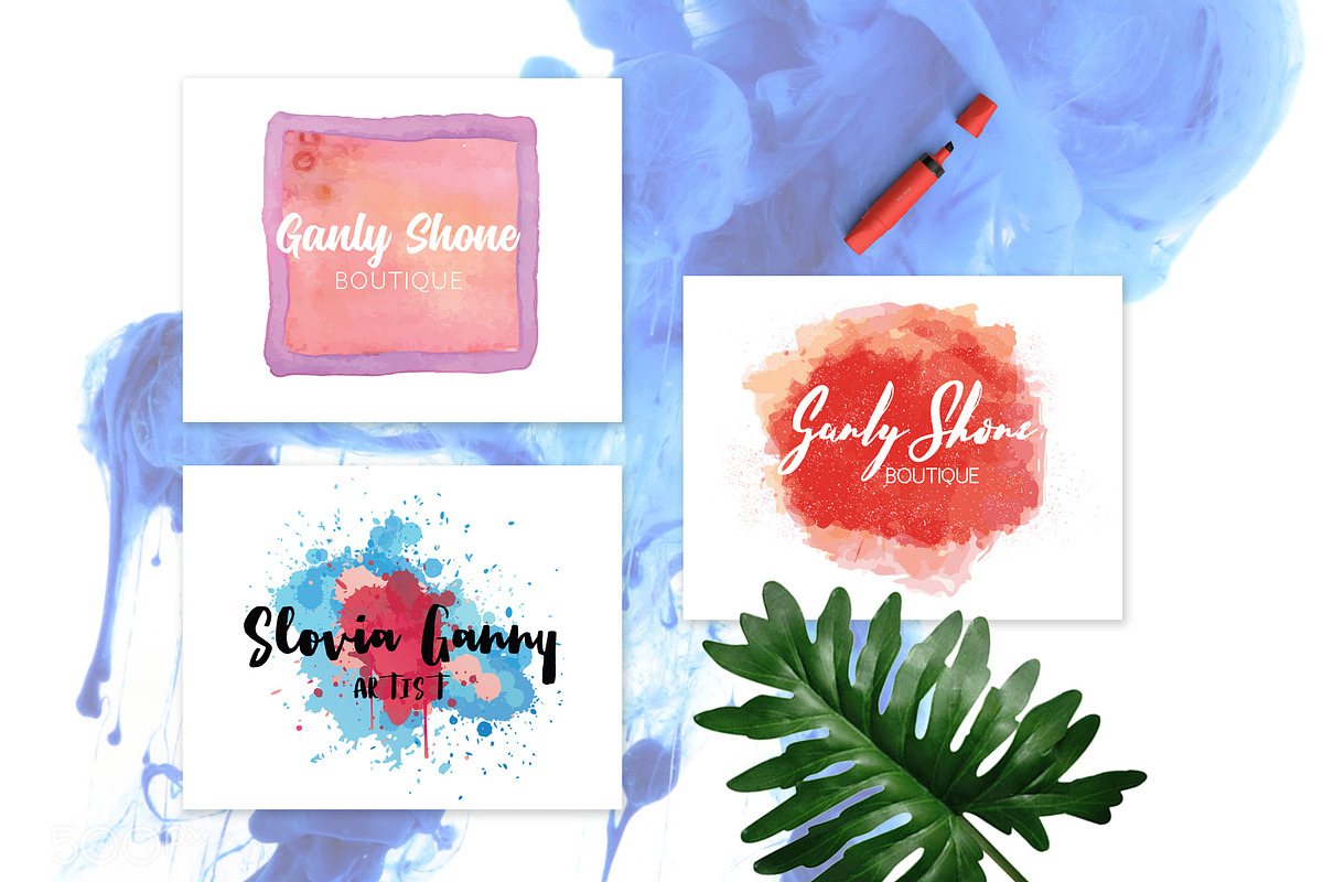 Watercolor & Brush Stroke Logos Kit, a Branding & Logo Template by AN Productions (Photo 8 of 50)