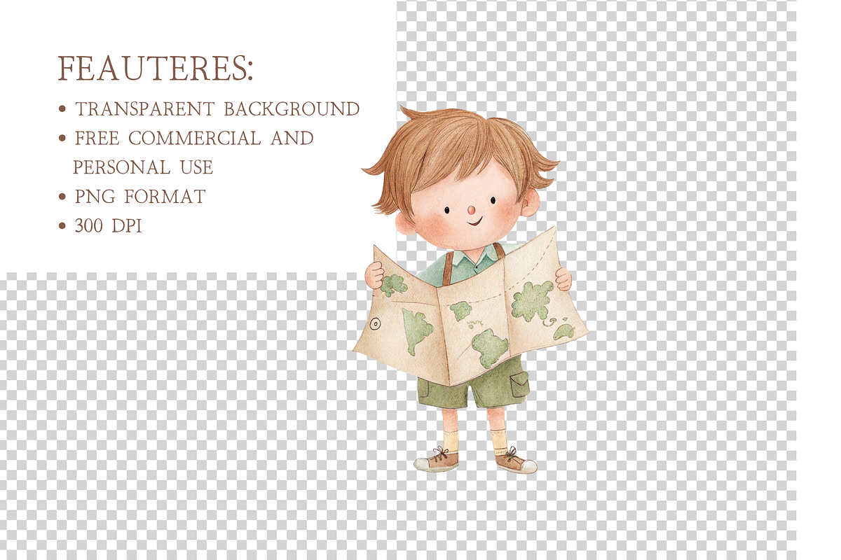 Watercolor Jungle Kids Clipart Set, an Illustration by MockupWizard (Photo 4 of 5)