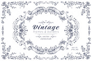 Vintage Vector Frames & Borders, a Decorative Illustration by Molly art (Thumbnail 1 of 9)