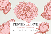 Peony illustrations | invitations, an Illustration by Chewie Co (Thumbnail 1 of 13)