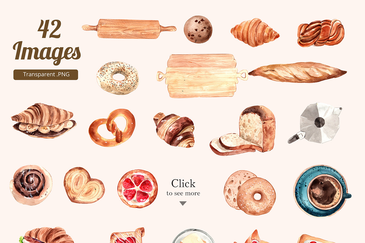 Bakery no.02 Baking Watercolor, a Food Illustration by CreativeValuation