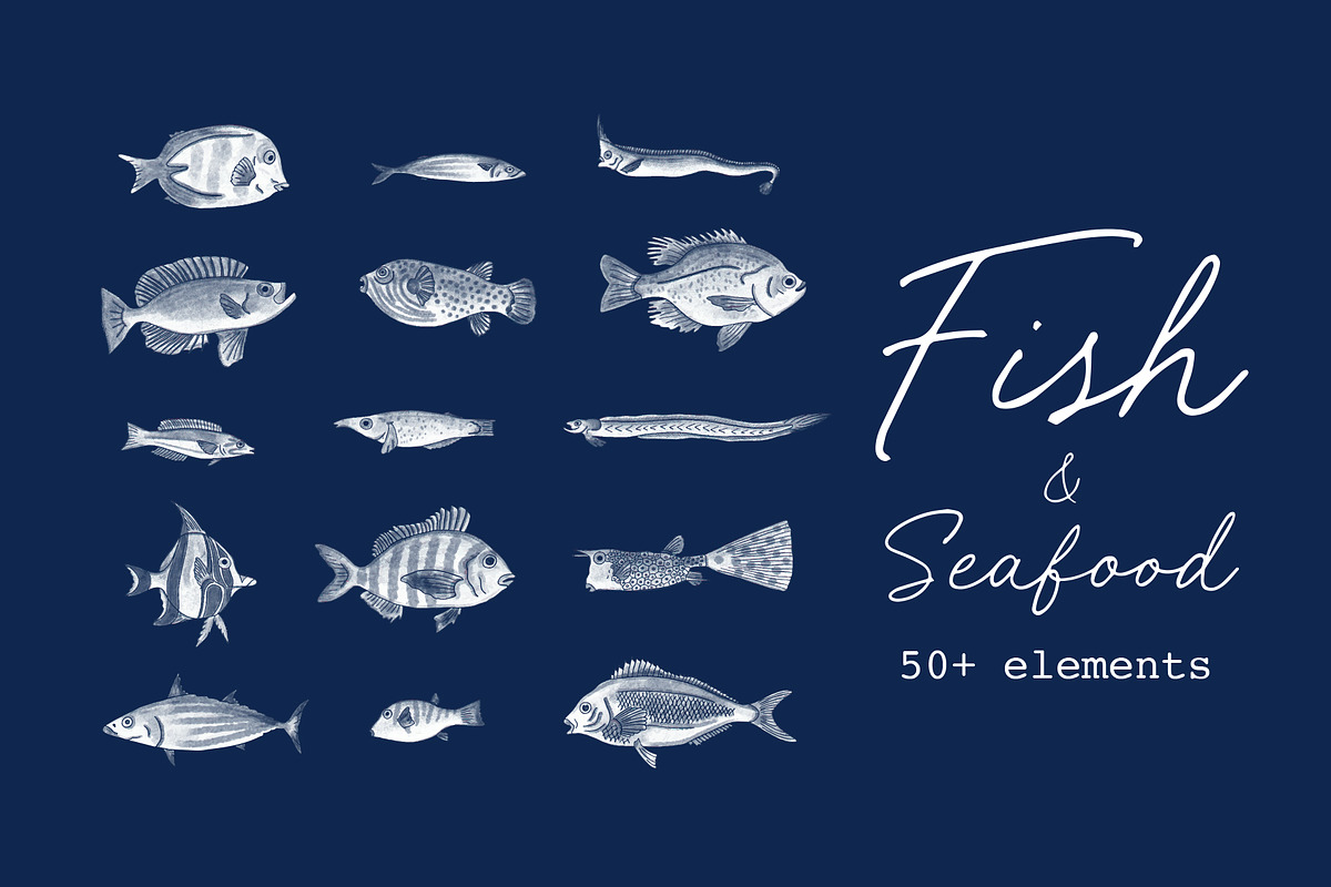 Seafood graphic bundle, an Animal Illustration by Lisa Mill (Photo 3 of 7)