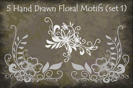Hand Drawn Floral Motifs (set 1)