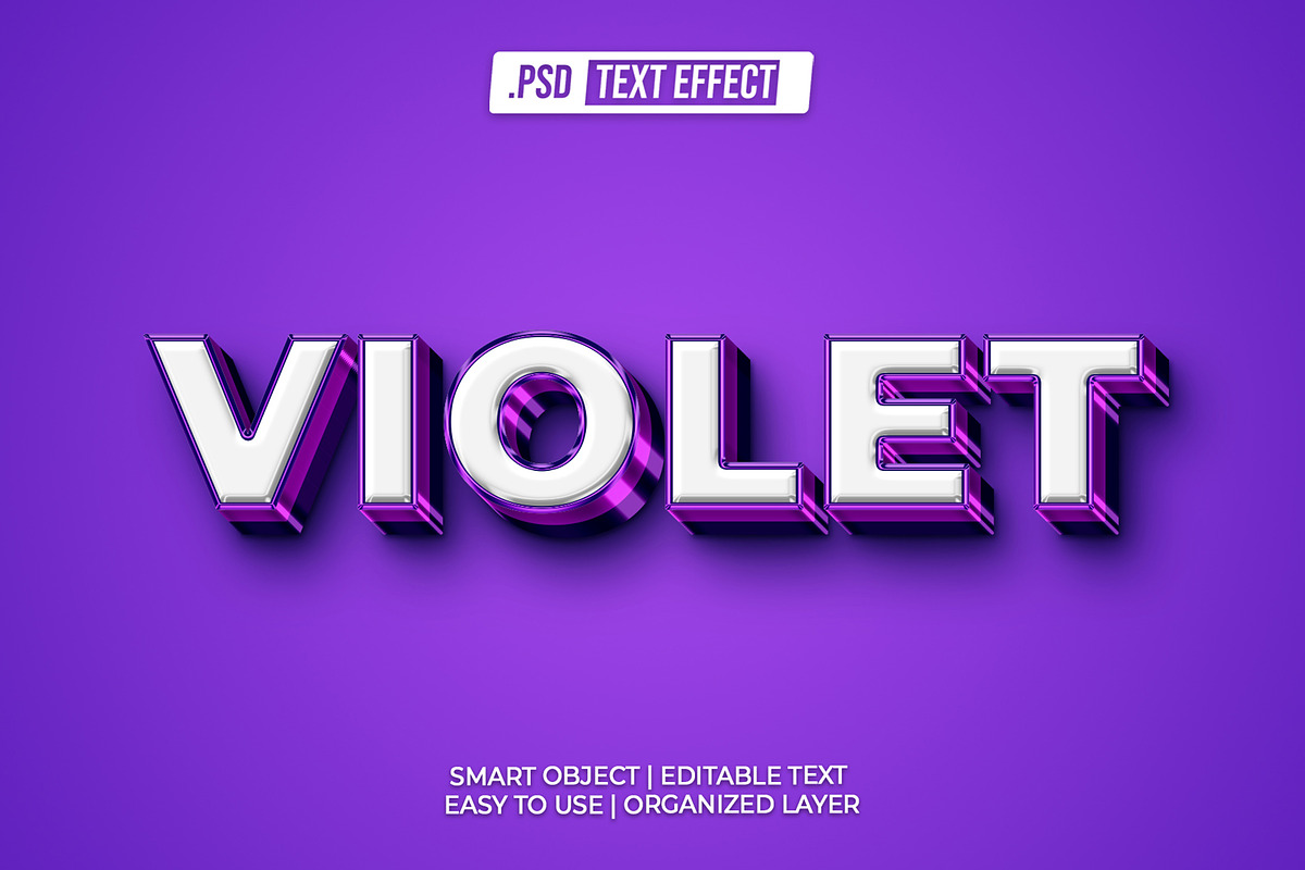 VIOLET - 3D Modern text effect, a Layer Style Add-On by Pixie Creative (Photo 1 of 2)