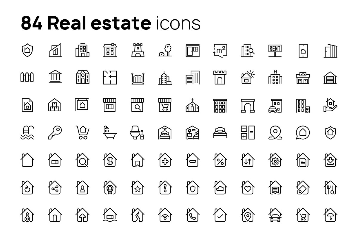 Real Estate line icons set, an Outline Icon by AIWD (Photo 2 of 2)