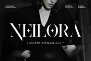 Neilora - Elegant Stencil Serif Font, a Serif Font by Flawless And Co (Thumbnail 1 of 10)