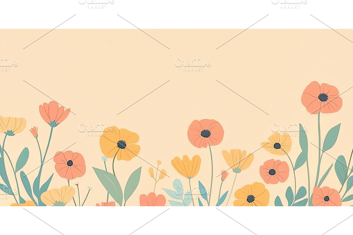 Floral flat design background with, an Object Illustration by Lermont51