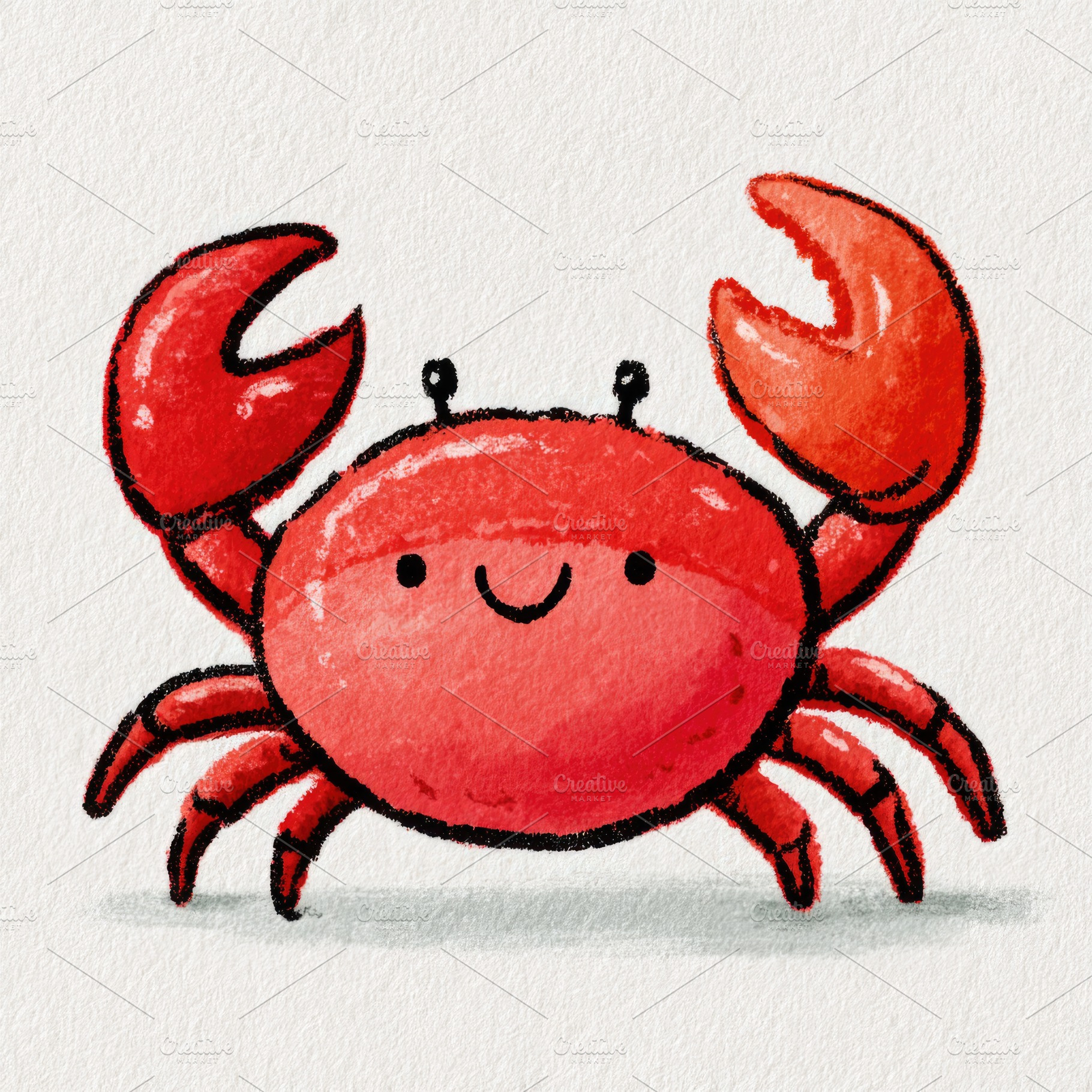 Cute red crab doodle illustration, an Animal Photo by José Manuel Gelpi