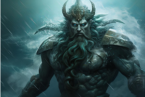 Ancient Poseidon Sea God Bearded