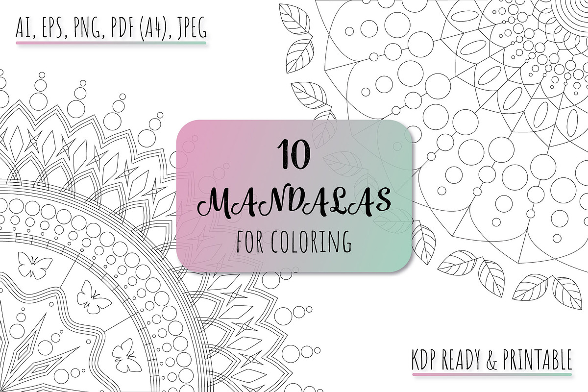 10 Relaxing Mandalas for Coloring, a Decorative Illustration by Soulprint Mercury (Photo 1 of 6)