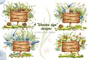 Forest Tea Time. Watercolor Clipart.