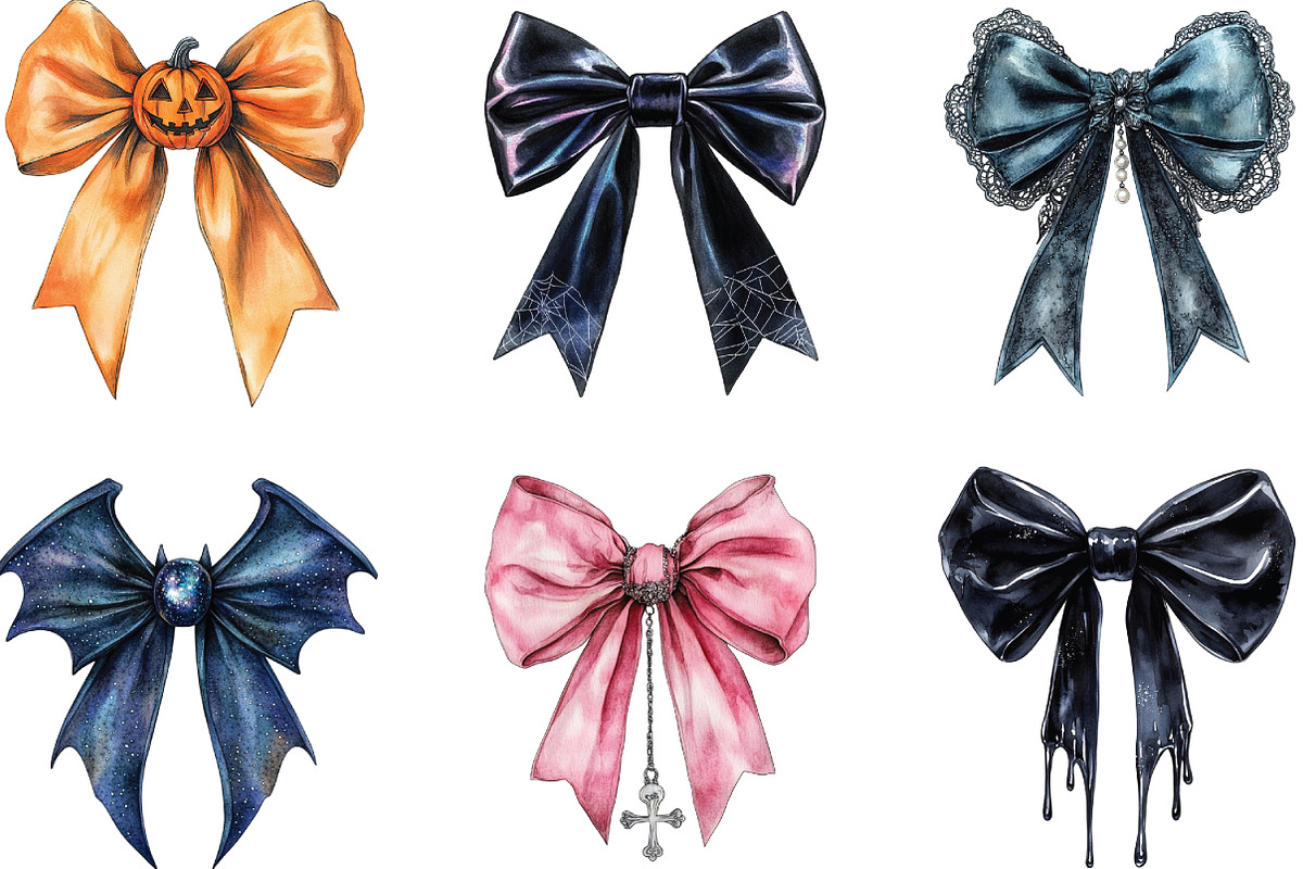 Halloween Coquette Bow Clipart, an Illustration by CraftArtStudio (Photo 2 of 6)