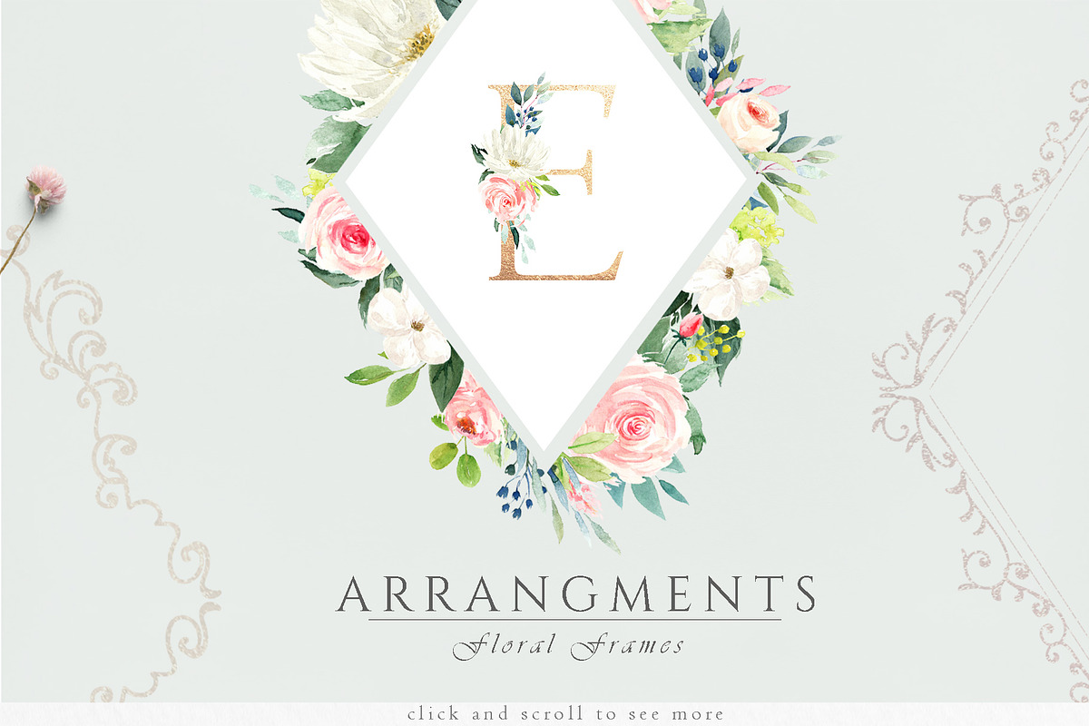 Floral Alphabet Design Set, a Decorative Illustration by Pixavics (Photo 5 of 12)