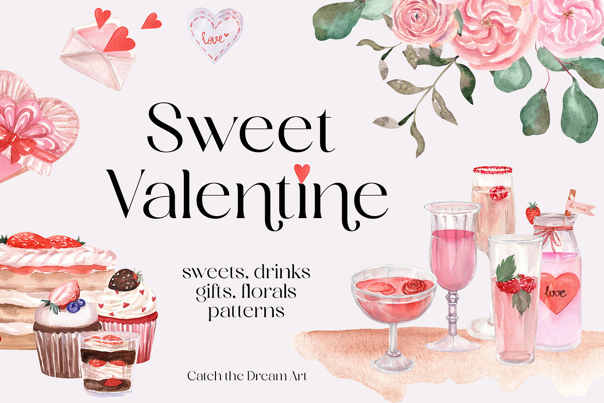 Sweet Valentine's Watercolor, a Food Illustration by Catch the Dream Art (Photo 1 of 18)