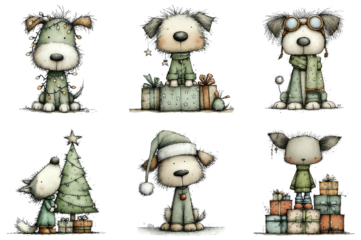 Christmas Dog Happy Clipart, an Illustration by DreamArtGraphic (Photo 2 of 5)