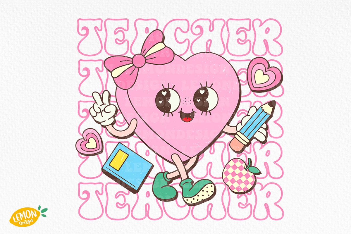 Teacher Valentine PNG Sublimation, a Seasonal Illustration by LemonDesign (Photo 5 of 12)
