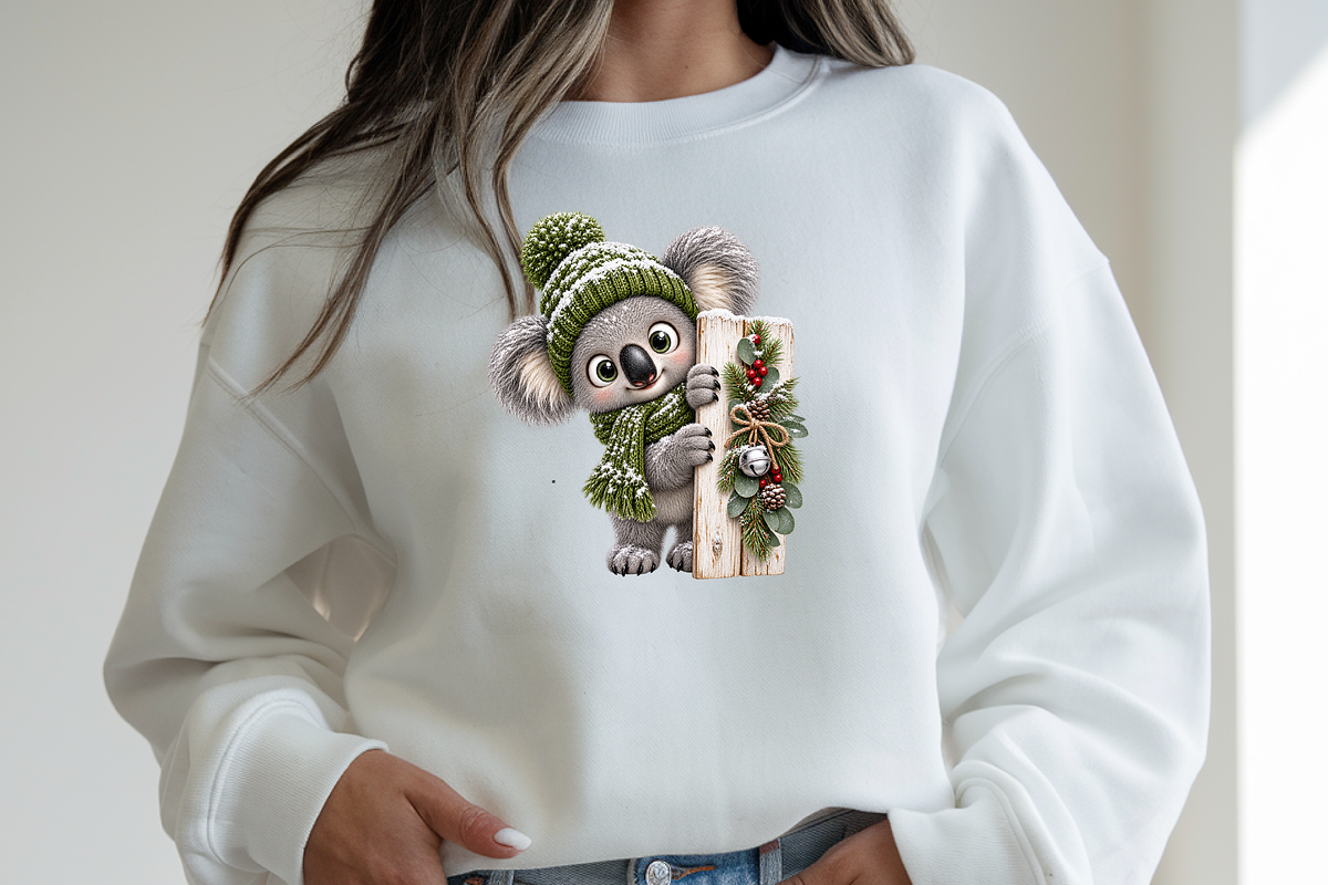 Snowy Koala Peeking by a Festive, a Seasonal Illustration by Printable Design Store (Photo 3 of 3)