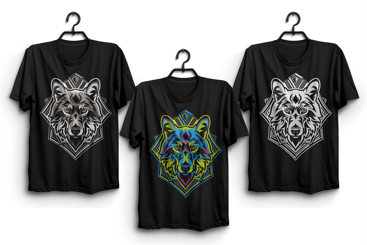 Wolf Head with Geometric Badge, an Animal Illustration by weervector (Photo 4 of 4)