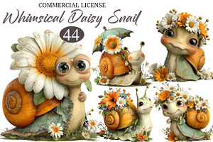 Whimsical Daisy Snail Clipart, a Seasonal Illustration by designcity5