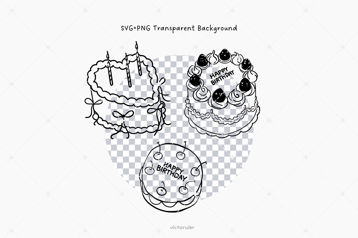 Hand-Drawn Birthday Cake Clipart, a Food Illustration by Victoruler (Photo 5 of 7)