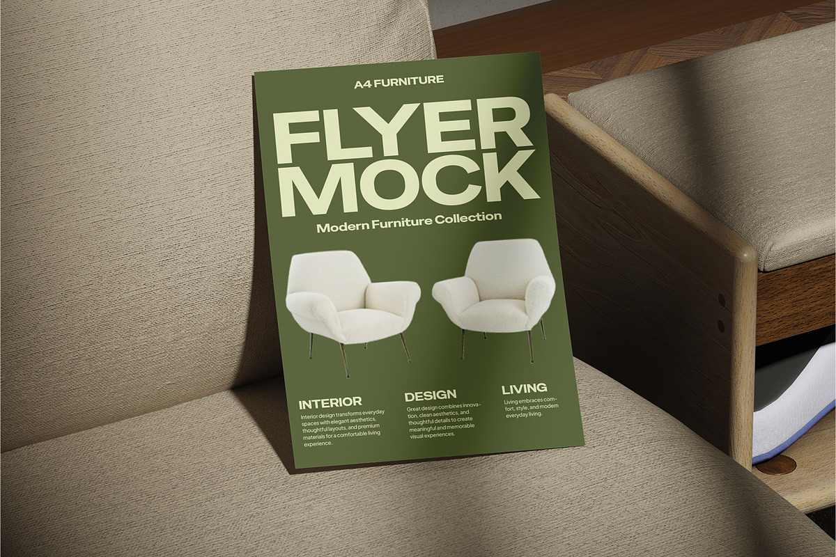 A4 Furniture Flyer Mockup, a Books & Magazine Mockup by Permadi Creative (Photo 2 of 5)