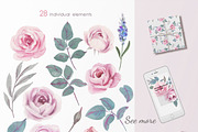 Chic Roses.  Watercolor collection, a Graphic by oKOLOstyle (Thumbnail 6 of 8)