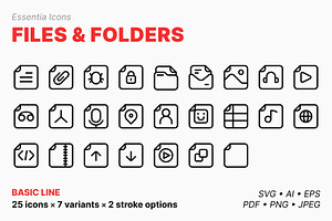 Files & folders icons (Line), an Outline Icon by Totto House
