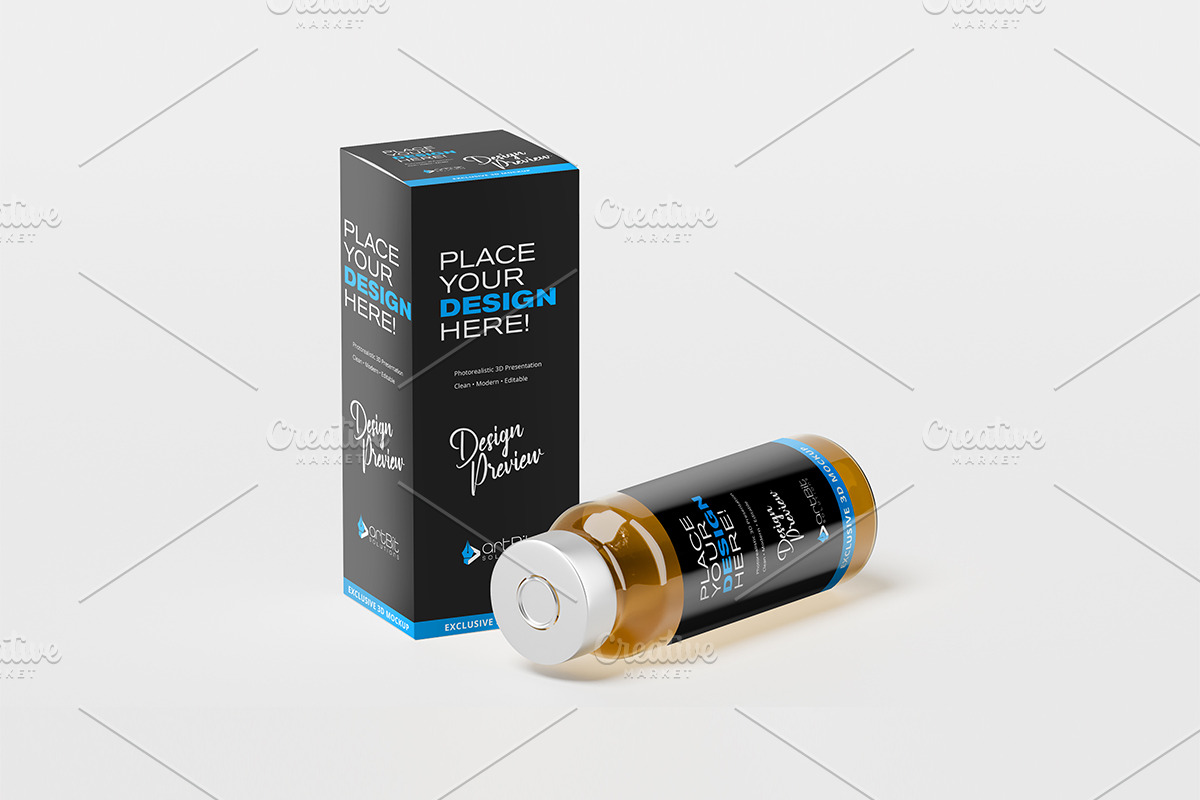 Vaccine Glass Vial Bottle Mockup Set, a Packaging Mockup by artBit Design Studio (Photo 6 of 7)