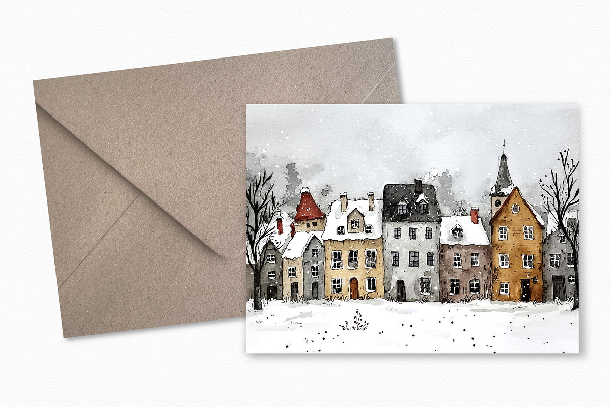 Winter Houses, a Decorative Illustration by rileyBgraphics (Photo 5 of 6)