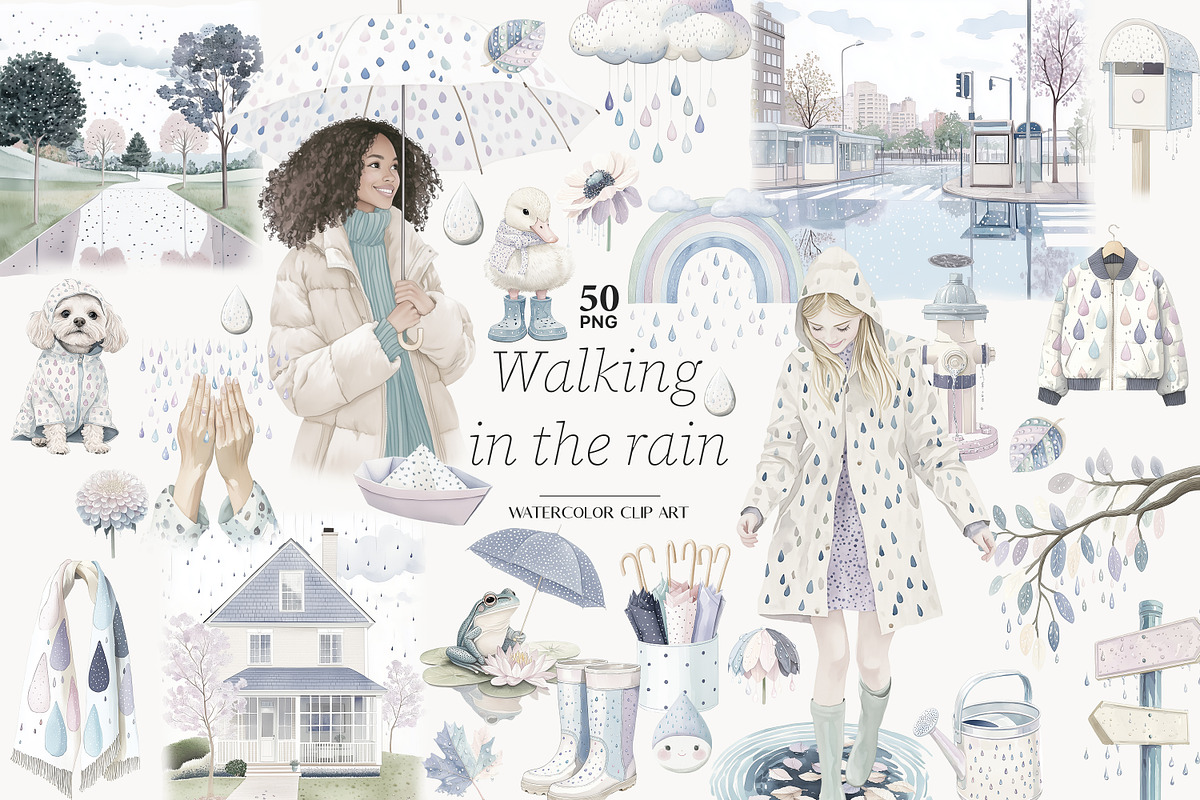 Rainy Day Clipart Autumn Fall Image, a Seasonal Illustration by GlamArtZhanna (Photo 1 of 8)