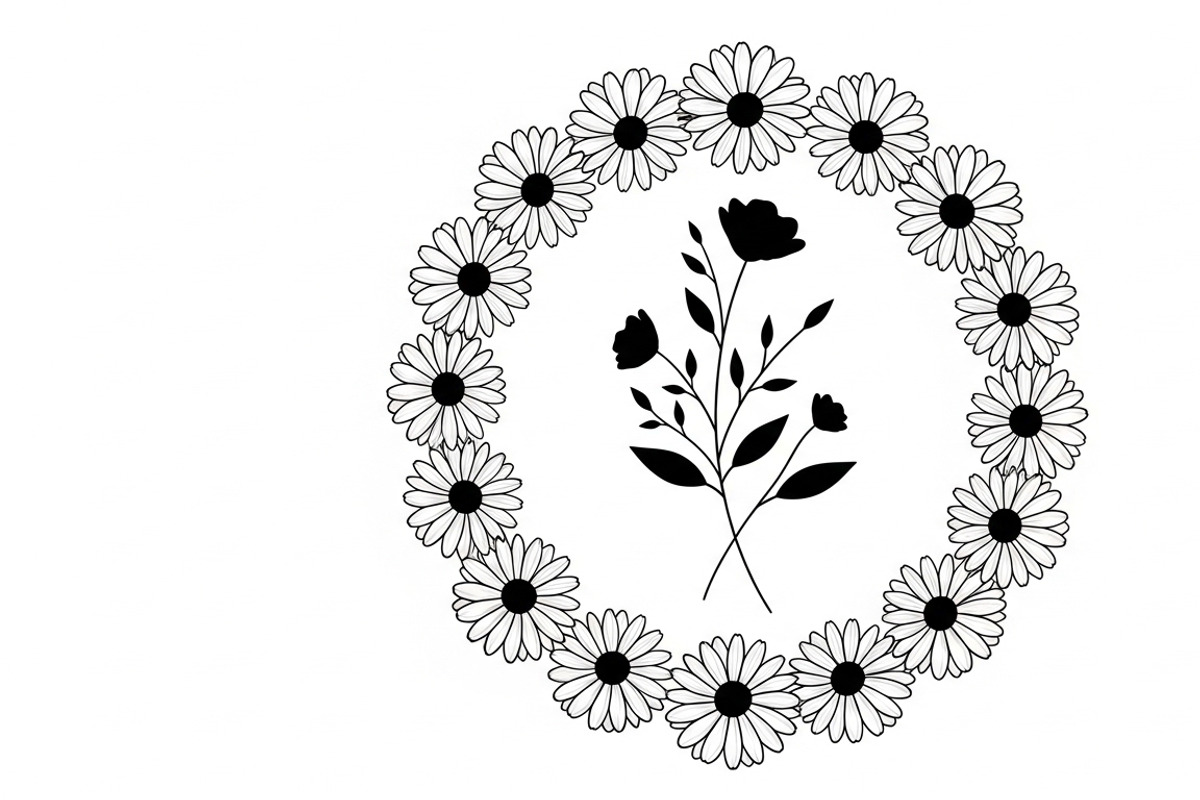 Charming daisy circle decor design, an Illustration by Amazin_art (Photo 18 of 27)