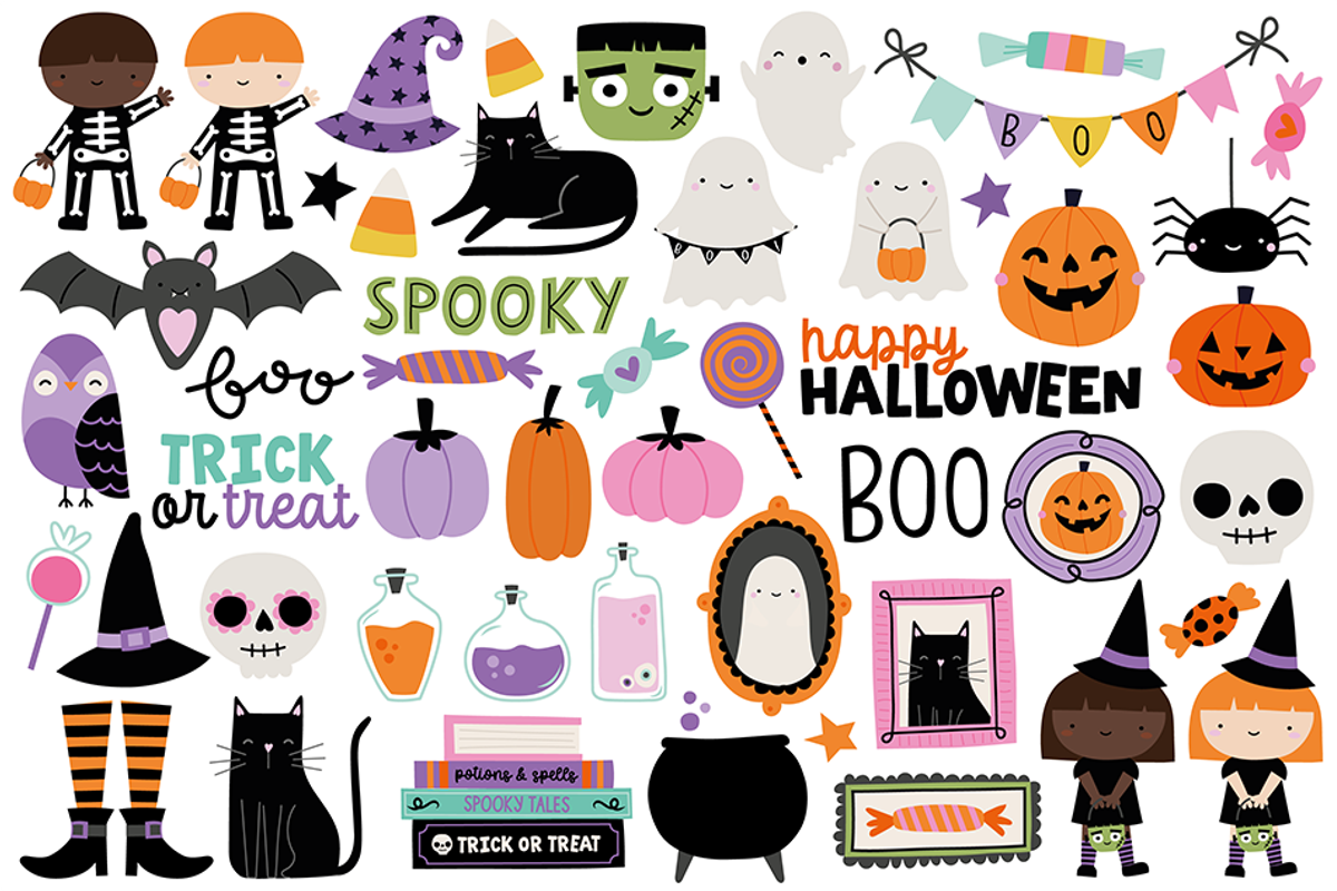 Spooky & Cute Clipart & Paper Set, an Illustration by Studio Hello Joy (Photo 2 of 3)