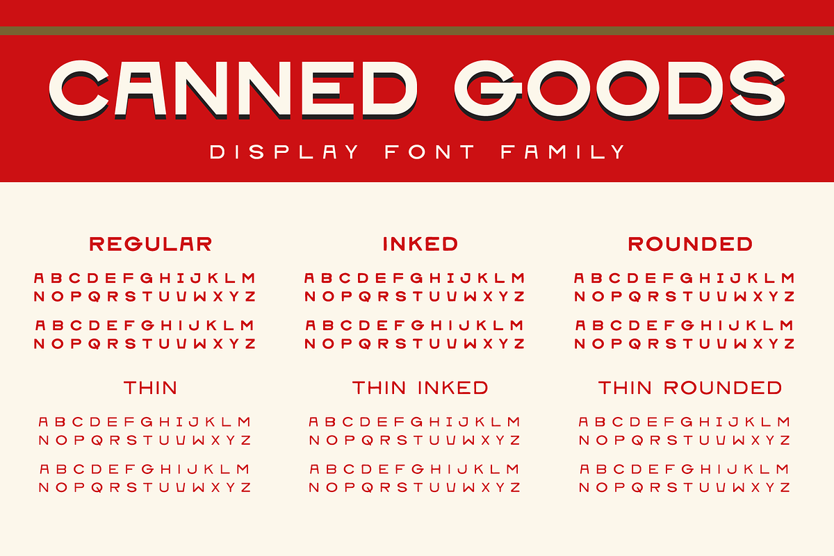 Canned Goods Font Family, a Font by Brethrendesignco (Photo 3 of 4)