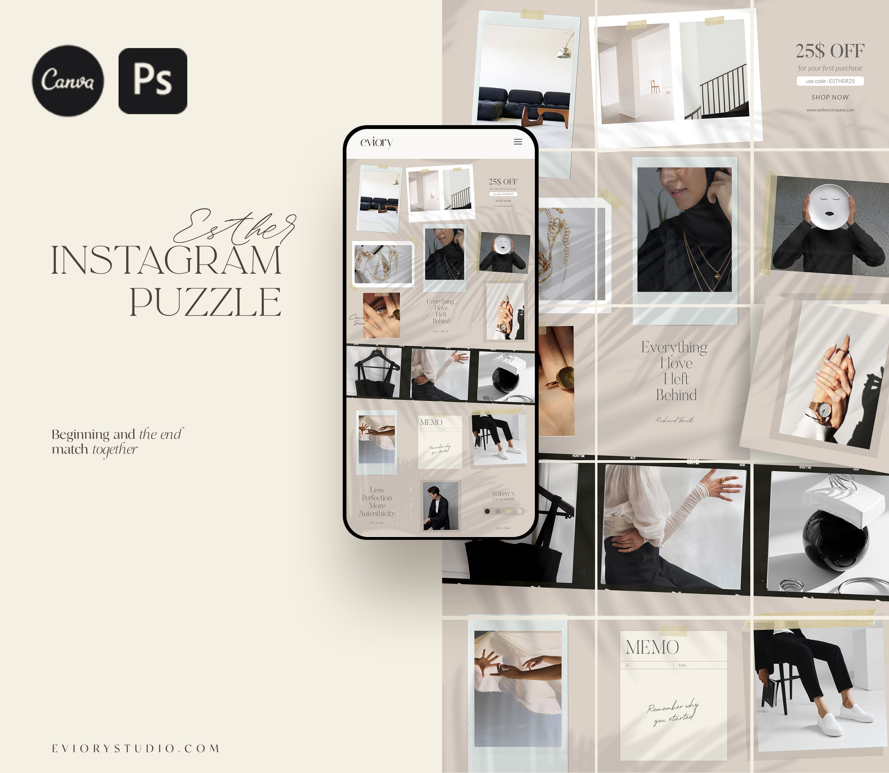 Instagram Puzzle Esther | PS CANVA, a Social Media Template by Eviory