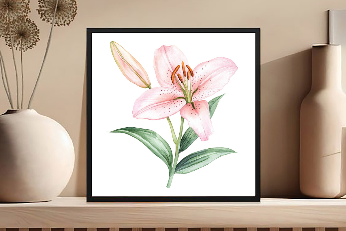 Watercolor Lily Flower Boho Clipart, an Illustration by DreamCafeArt (Photo 5 of 5)