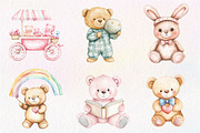 Watercolor Pink Cute Blush Teddy Bea, an Illustration by CreationArt (Thumbnail 6 of 9)