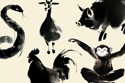 Chinese Ink Zodiac Sumi-e Style, an Illustration by ViktoriaLapshyna (Thumbnail 3 of 6)