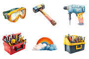 Cute Construction Watercolor Clipart, an Illustration by SinaCreation (Thumbnail 2 of 7)